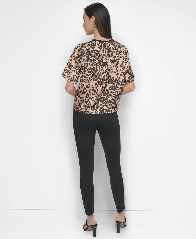 Dkny Women's Brushstroke-Print Short-Sleeve Top