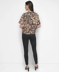 Dkny Women's Brushstroke-Print Short-Sleeve Top