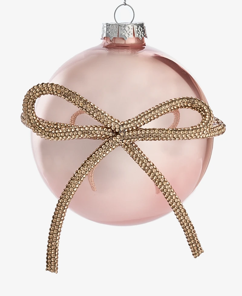 Holiday Lane Gilded Glamour Pink Gem Bow Ball Ornament, Macy's Exclusive