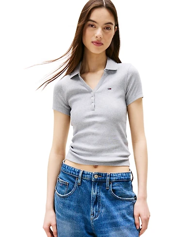 Tommy Jeans Women's Slim-Fit Ribbed Polo Shirt