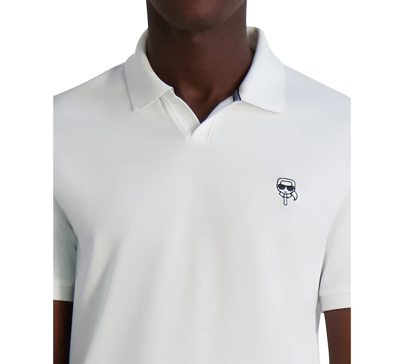 Karl Lagerfeld Paris Men's Short Sleeve Head Logo Pique Polo Shirt