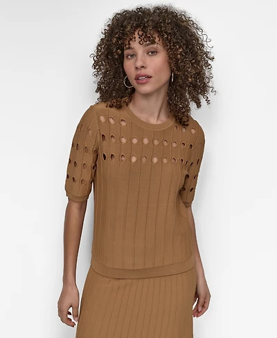 Dkny Women's Crepe Cut-Out Sweater
