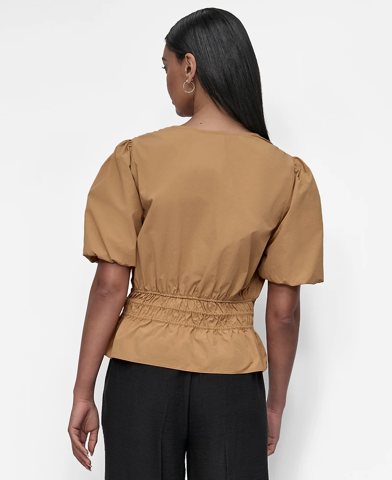 Dkny Women's V-Neck Puff-Sleeve Peplum Top