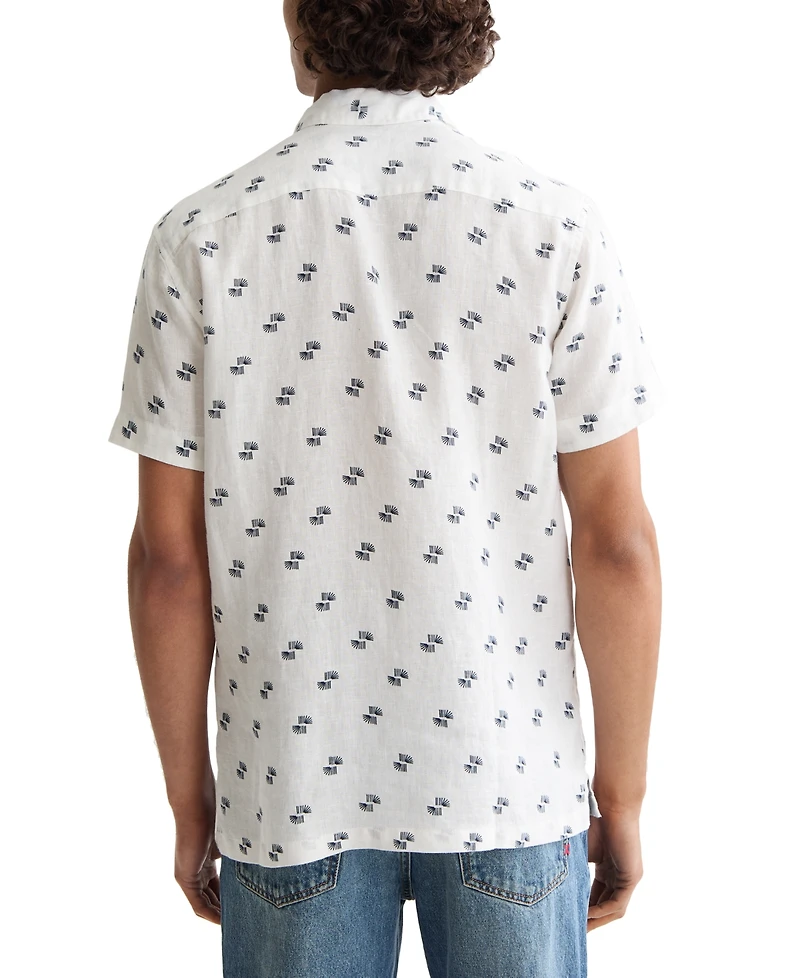 Scotch & Soda Men's Printed Short Sleeve Linen Button-Front Shirt