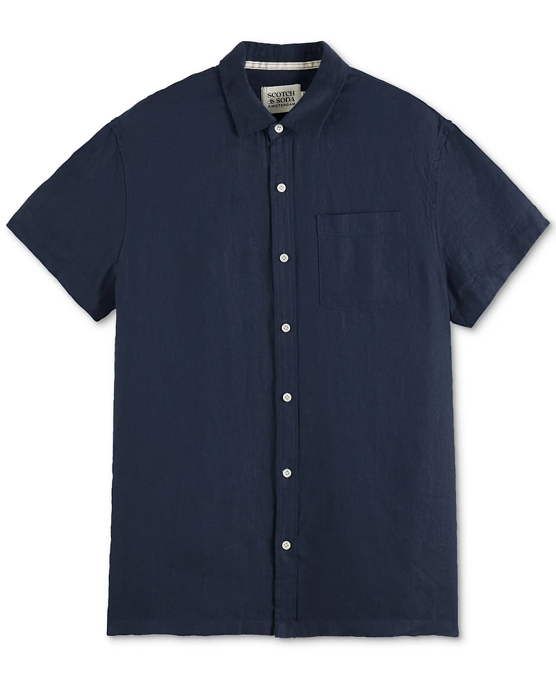 Scotch & Soda Men's Regular-Fit Button-Down Linen Shirt