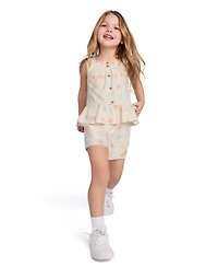 Calvin Klein Toddler and Little Girls 2-Piece Floral Print Slub Jersey Shorts Set