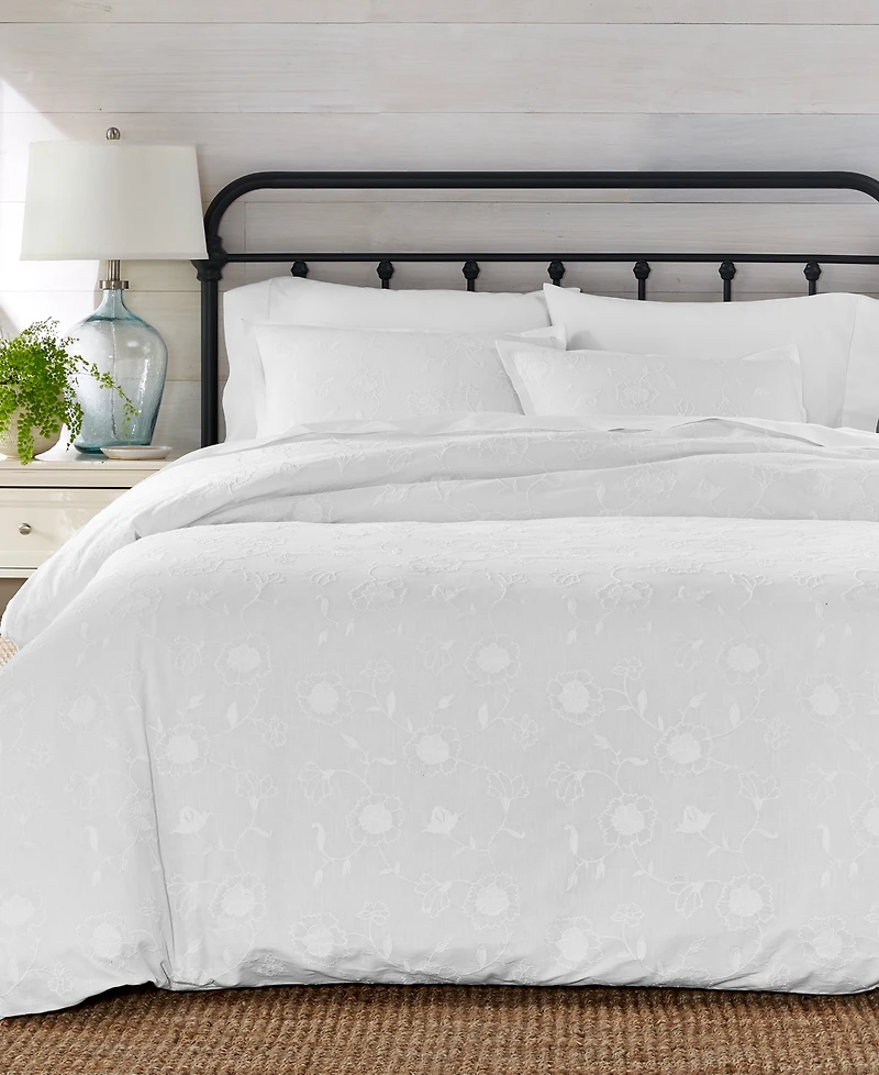 Charter Club Colette Embroidery 3-Pc. Duvet Set, Full/Queen, Exclusively at Macy's