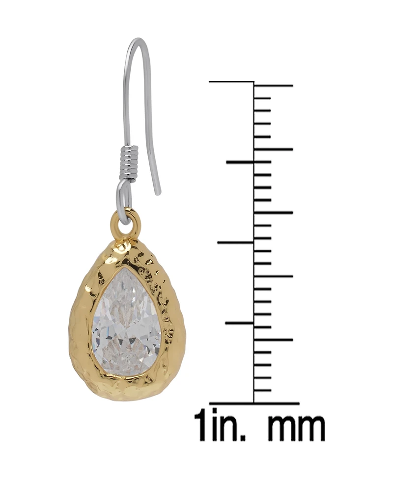 Macy's Cubic Zirconia Pear Drop 14K Gold Plate Earrings