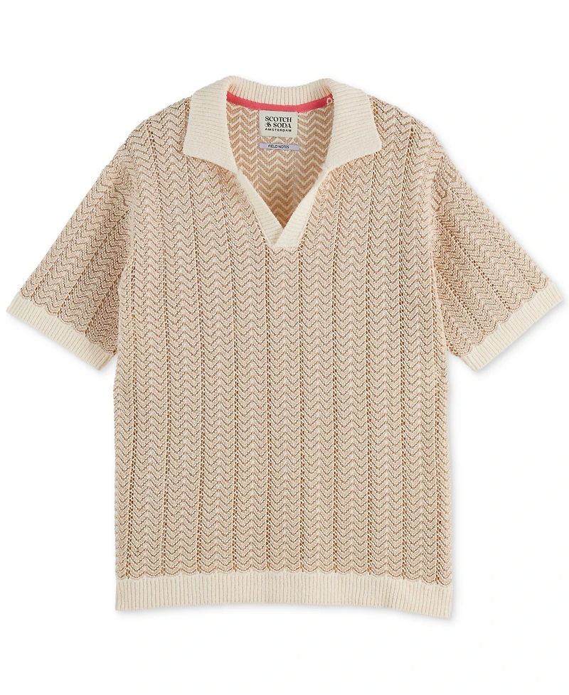 Scotch & Soda Men's Structured Knit Sweater Polo Shirt