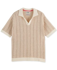 Scotch & Soda Men's Structured Knit Sweater Polo Shirt