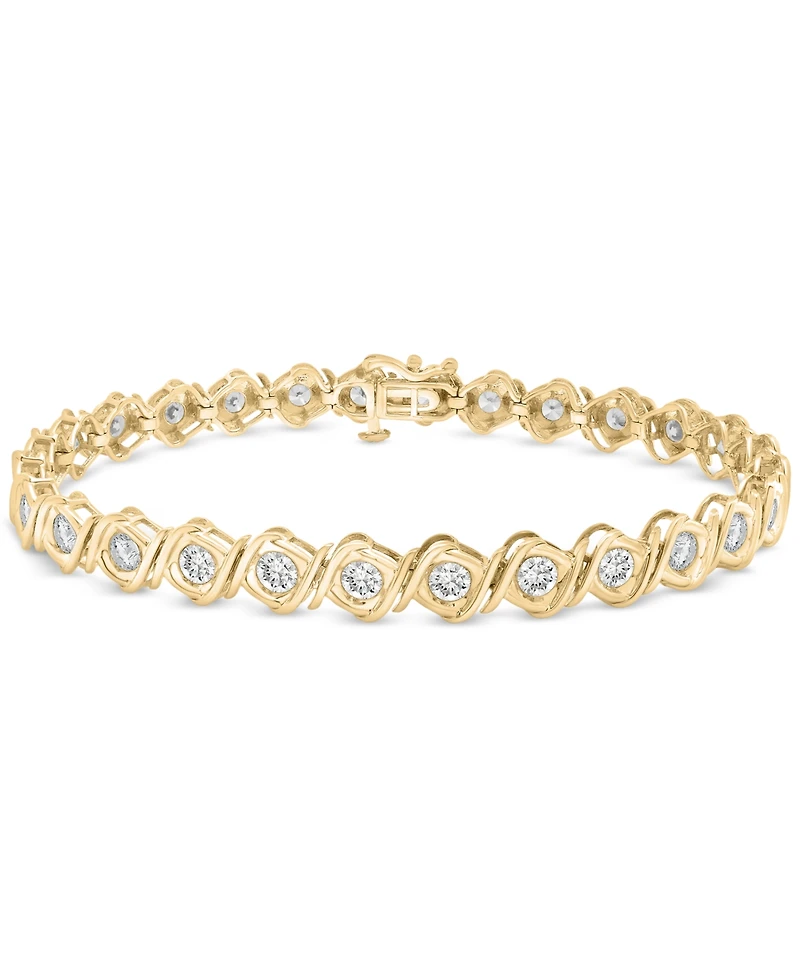 Diamond Swirl Bezel Link Bracelet (4 ct. t.w.) in 10k Gold, Exclusively at Macy's