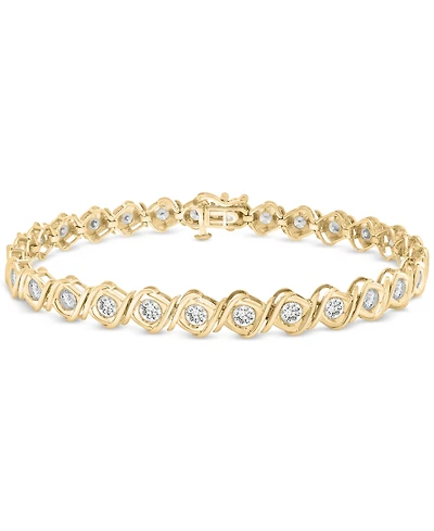 Diamond Swirl Bezel Link Bracelet (4 ct. t.w.) in 10k Gold, Exclusively at Macy's