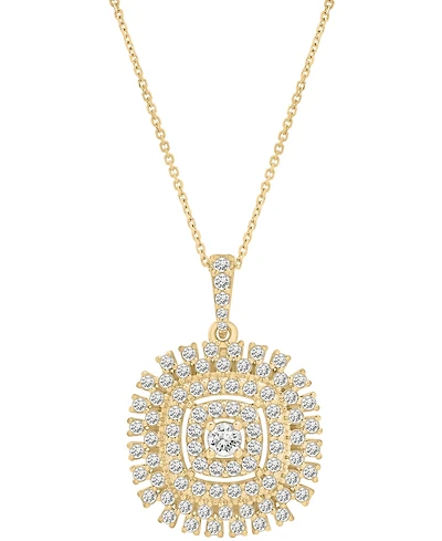 Diamond Openwork Cluster 18" Pendant Necklace (1 ct. t.w.) in 10k Gold, Exclusively at Macy's
