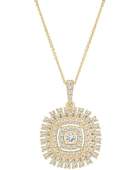 Diamond Openwork Cluster 18" Pendant Necklace (1 ct. t.w.) in 10k Gold, Exclusively at Macy's