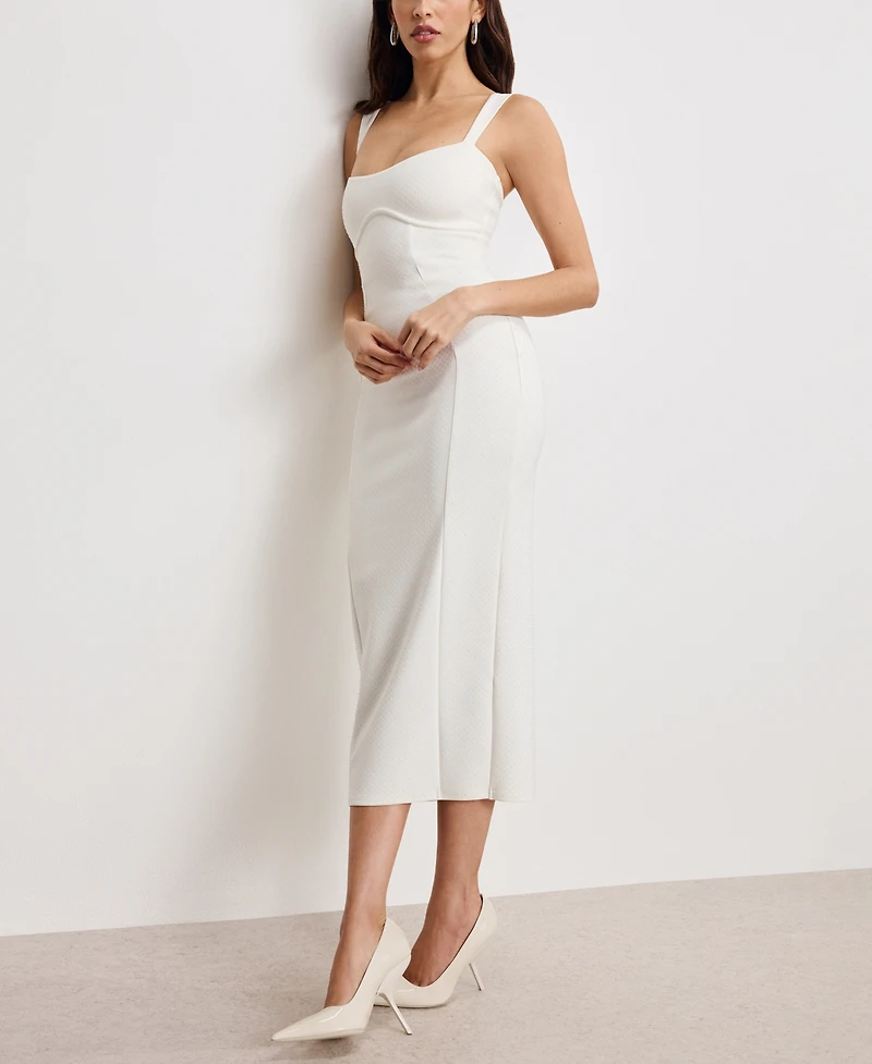 Good American Women's Crystal Sweetheart Midi Dress