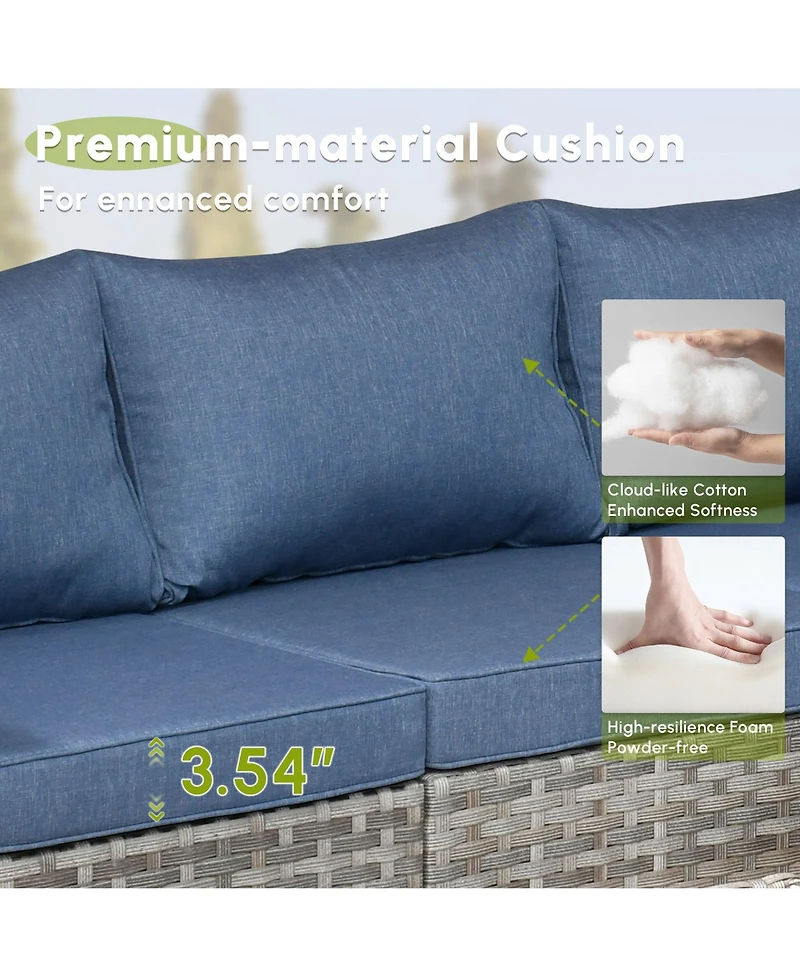 Xizzi Patio Furniture Set,6 Piece Outdoor Sectional Sofa Couch Set,Patio Conversation Set with Modular Wicker Chairs,Widened Armrest,Side Table,Orange