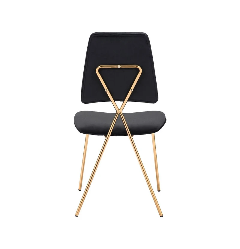 Set of Two Open Back Velvet Dining Side Chairs for Home or Kitchen