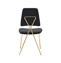 Set of Two Open Back Velvet Dining Side Chairs for Home or Kitchen