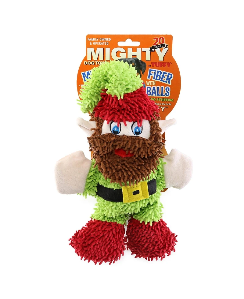 Mighty Microfiber Ball Med Elf, Durable Squeaky Christmas Dog Toy