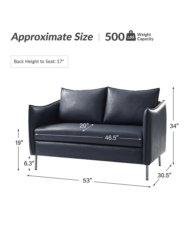 Monroe Modern Industrial-Style Pu Leather Sofa with Sturdy Metal Legs And Movable Seat