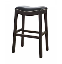 Faux Leather and Solid Wood Backless Bar Height Chair
