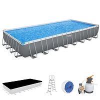 Bestway Power Steel 24' x 12' x 52" Rectangular Above Ground Swimming Pool Set