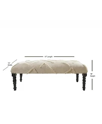 Decorative Upholstered Bench with Sculptural Legs for Hallway or End of Bed