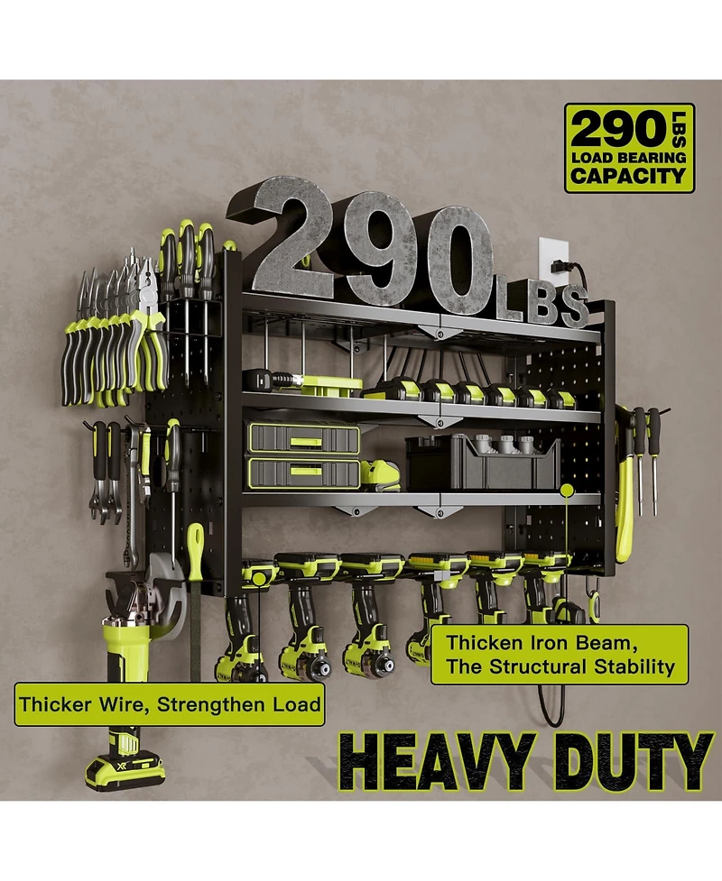 Hausource 4-Tier Power Tool Organizer Storage Rack - Slot6 & Charging Station