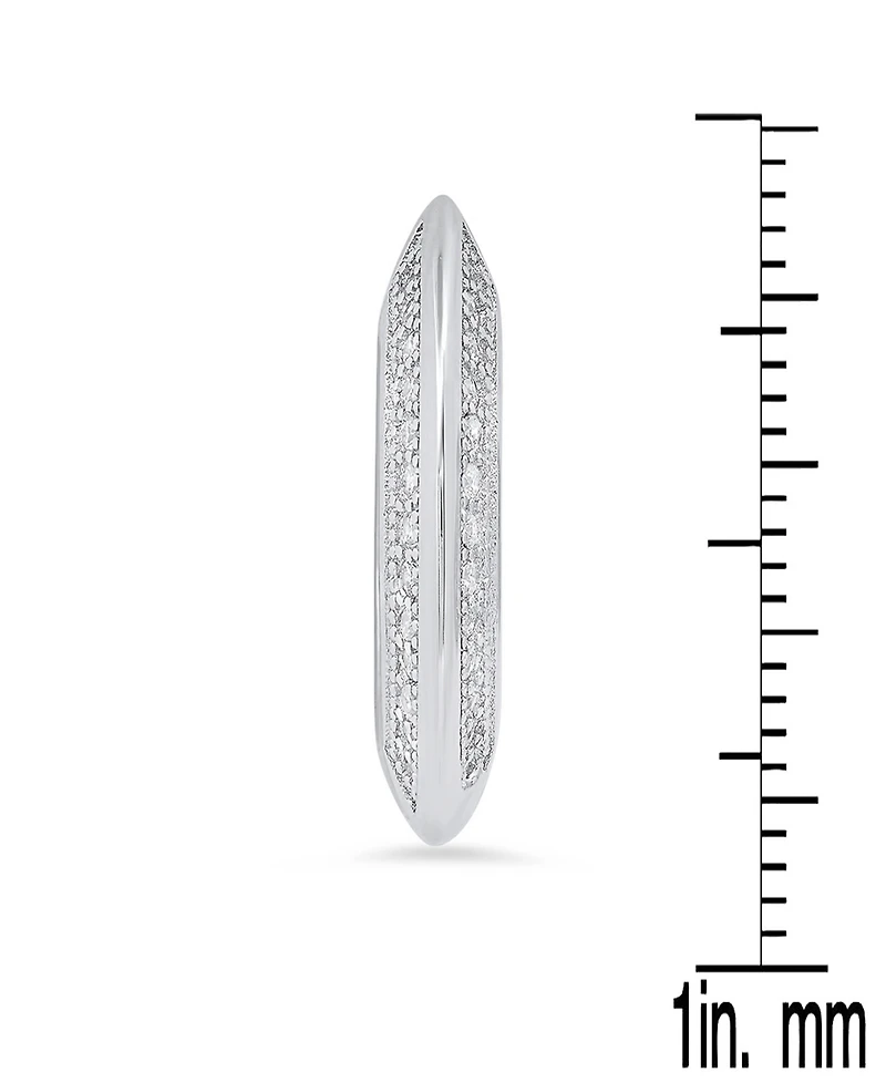 Steeltime Women's Sterling Silver and Simulated Diamonds Flat Huggie Earrings
