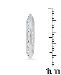 Steeltime Women's Sterling Silver and Simulated Diamonds Flat Huggie Earrings