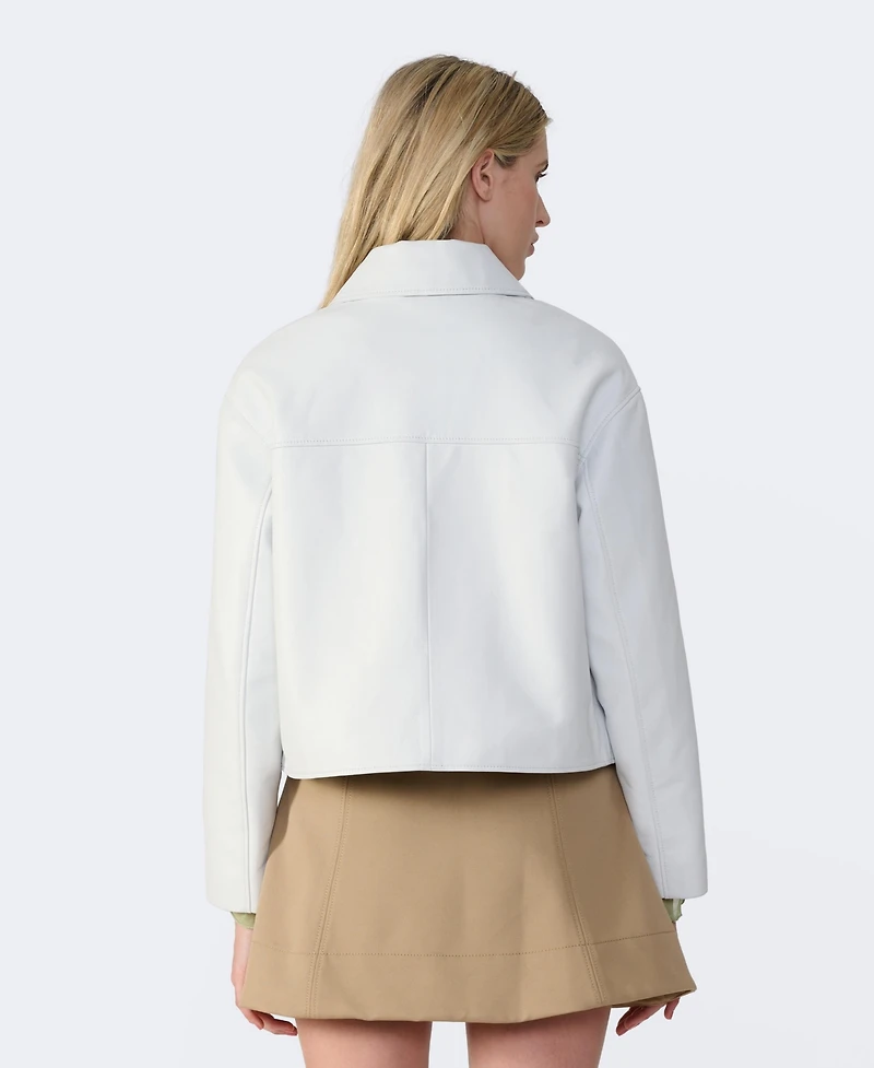 Furniq Uk Women's Cropped Leather Jacket, Created for Macy's