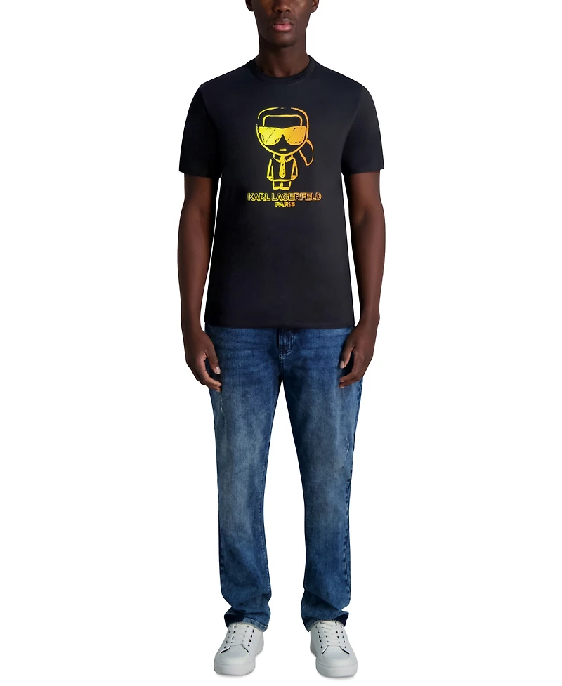 Karl Lagerfeld Paris Men's Outline Character Logo Graphic T-Shirt