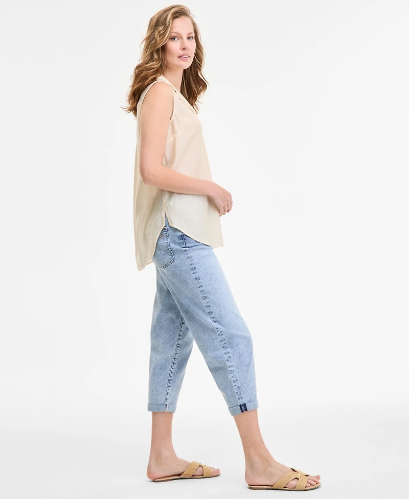 Nautica Jeans Women's Belted Cropped Straight-Leg Denim