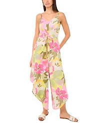 Vince Camuto Women's Floral-Print Angled-Hem Sleeveless Jumpsuit