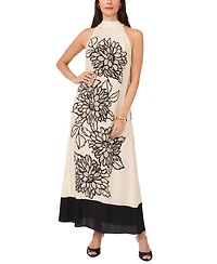Vince Camuto Women's Floral Halter Tie-Back Maxi Dress