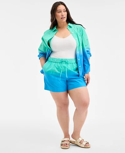 On 34th Trendy Plus Ombre Drawstring Shorts, Exclusively at Macy's