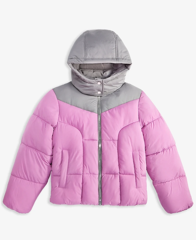 Sam Edelman Big Girls Contrast Yoke Puffer Jacket