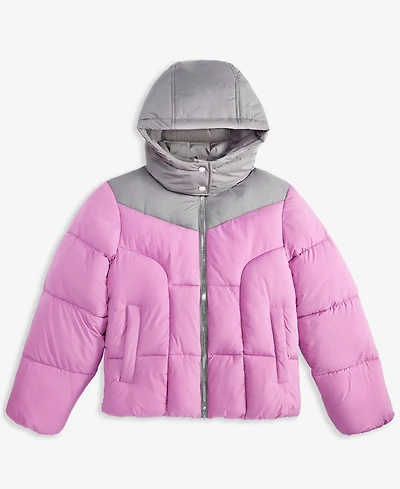 Sam Edelman Big Girls Contrast Yoke Puffer Jacket