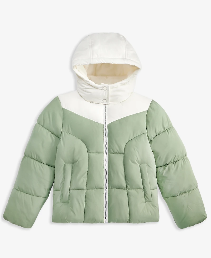 Sam Edelman Big Girls Contrast Yoke Puffer Jacket