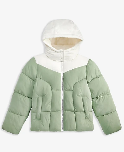 Sam Edelman Big Girls Contrast Yoke Puffer Jacket