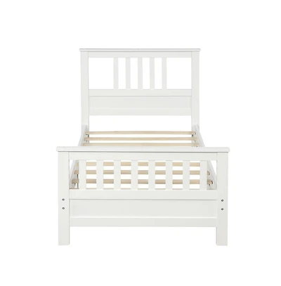 Sturdy Wood Bed Frame with Support Slats for Bedroom Furniture