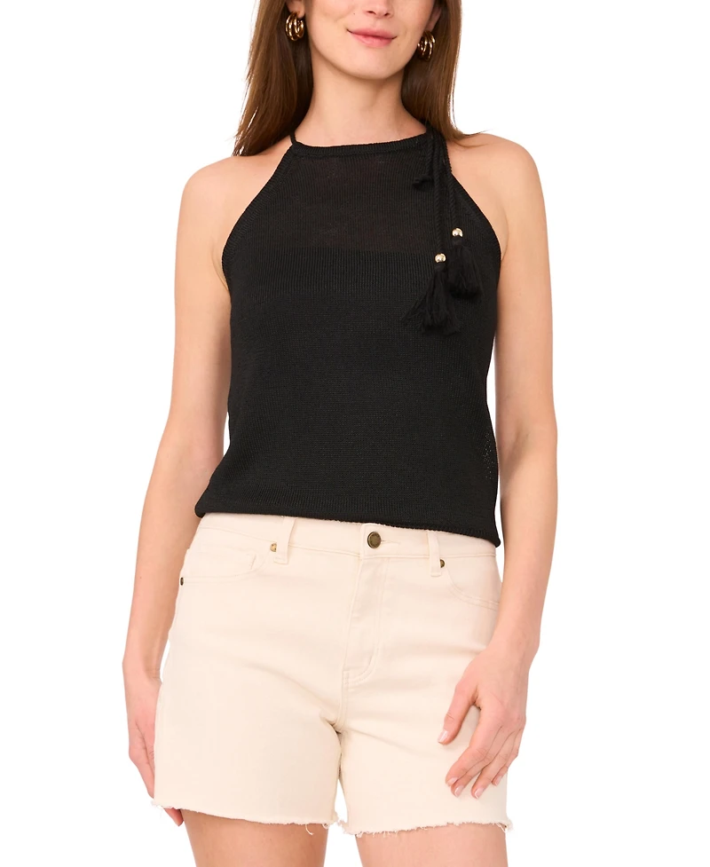Vince Camuto Women's Solid-Color Tie-Neck Knit Halter Top