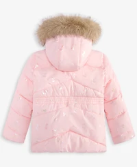 S Rothschild & Co Toddler and Little Girls Foil Quilt Puffer Jacket
