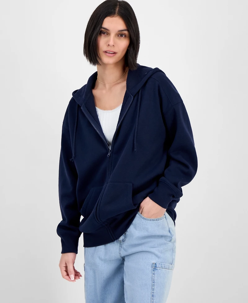 Hippie Rose Juniors' Oversized Full-Zip Hoodie