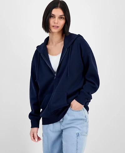 Hippie Rose Juniors' Oversized Full-Zip Hoodie