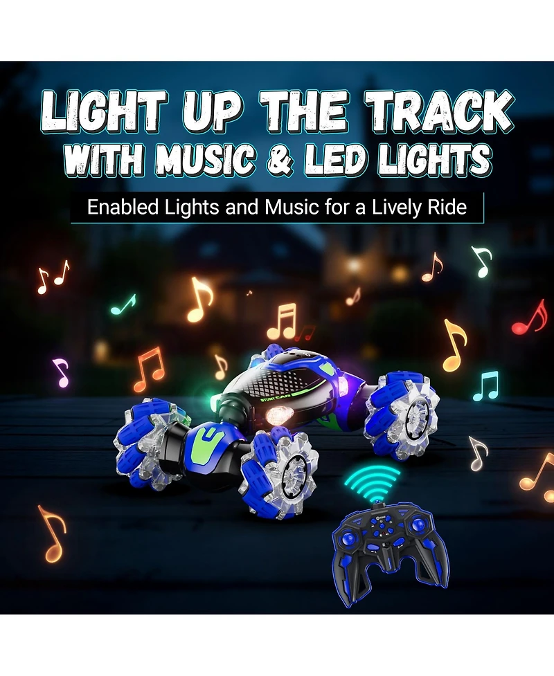 Contixo Cobra Speed Crawler Rc Stunt Car, 4WD, Led Lights, Music, 360 Spins, Ages 8+