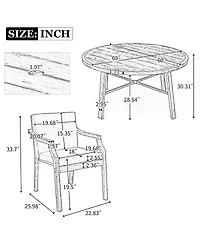 Mondawe Outdoor Dinning Set 4-Person Outdoor Wooden Dinning Set with an Umbrella Hole