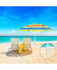 Gymax 7.2ft Beach Umbrella Outdoor Patio Garden w/ Carrying Bag Sand Anchor