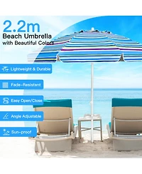 Gymax 7.2ft Beach Umbrella Outdoor Patio Garden w/ Carrying Bag Sand Anchor