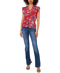 Sam & Jess Women's Printed Smocked Flutter-Sleeve Peplum Top